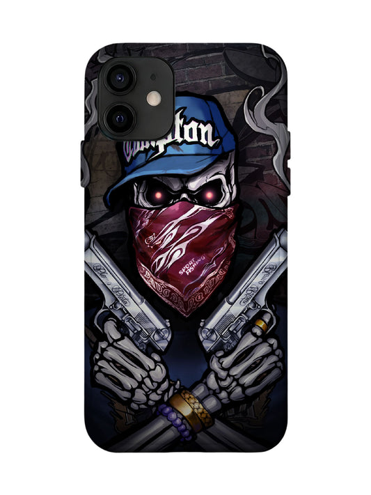 Skull with Bandana and Guns Edgy Hardcore Tough Phone Case
