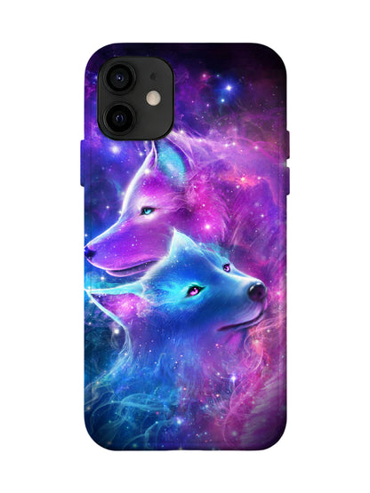 Cosmic Wolf Duo Cyberpunk Protective Phone Case