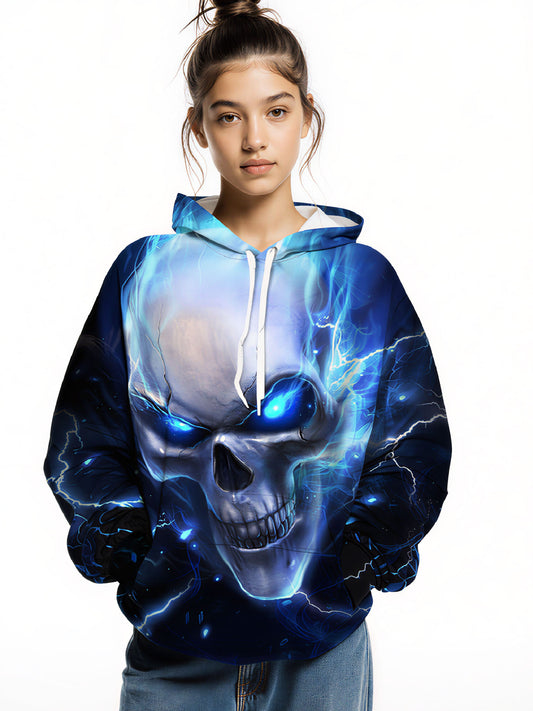 Glowing Skull 3D All Over Print Hoodie Unisex Streetwear Cotton Blend