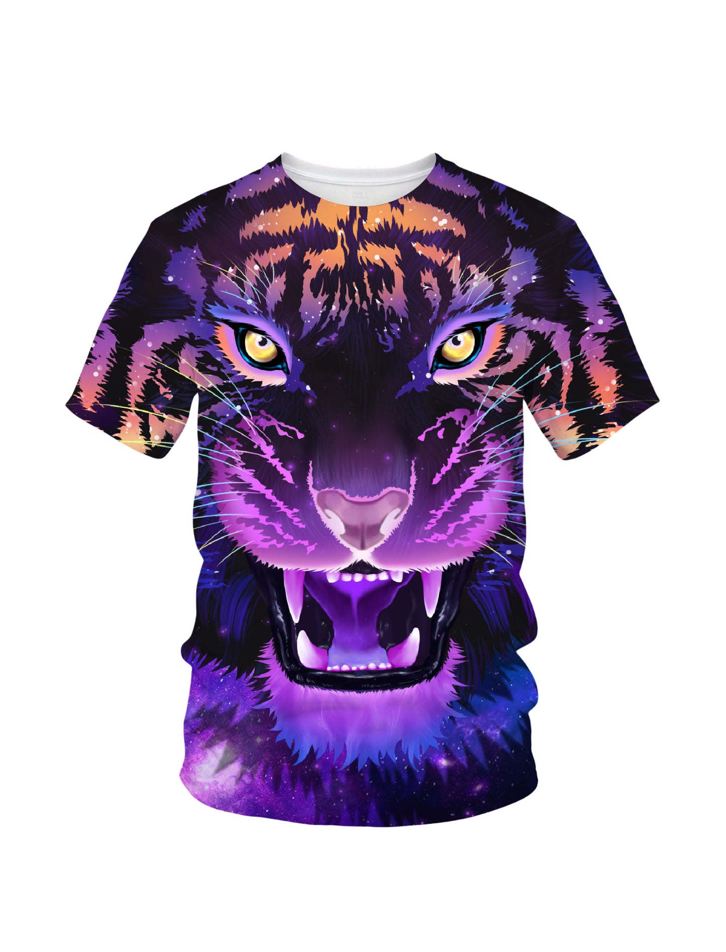 3D All Over Print Galaxy Tiger Face T-Shirt Men Women Cosmic Art Style