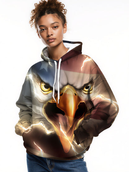 Unisex 3D All Over Print Hoodie Eagle Flag Lightning Streetwear Pullover Soft Comfortable