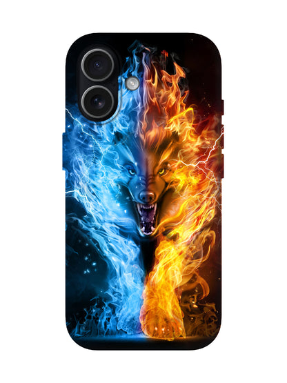 Flame and Lightning Wolf Edgy Cyberpunk Tough Phone Case