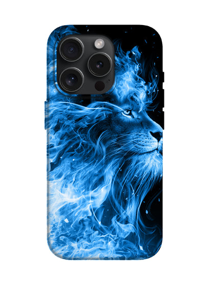 Blue Flame Lion Edgy Tough Phone Case