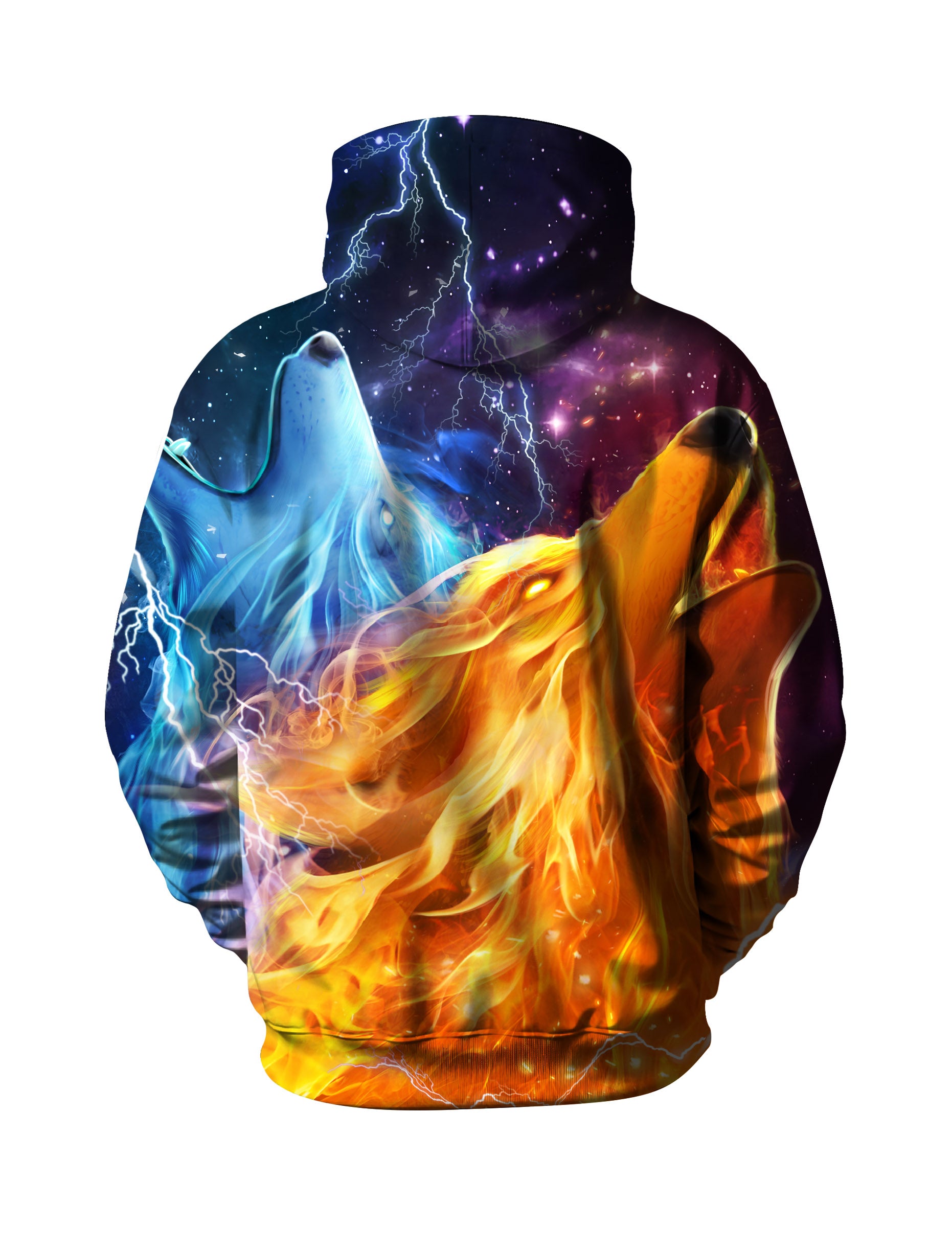 Unisex 3D All Over Print Hoodie Fire Wolf Galaxy Lightning Aesthetic Pullover