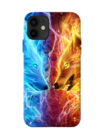 Dual Wolf Flame Lightning Edgy Tough Phone Case