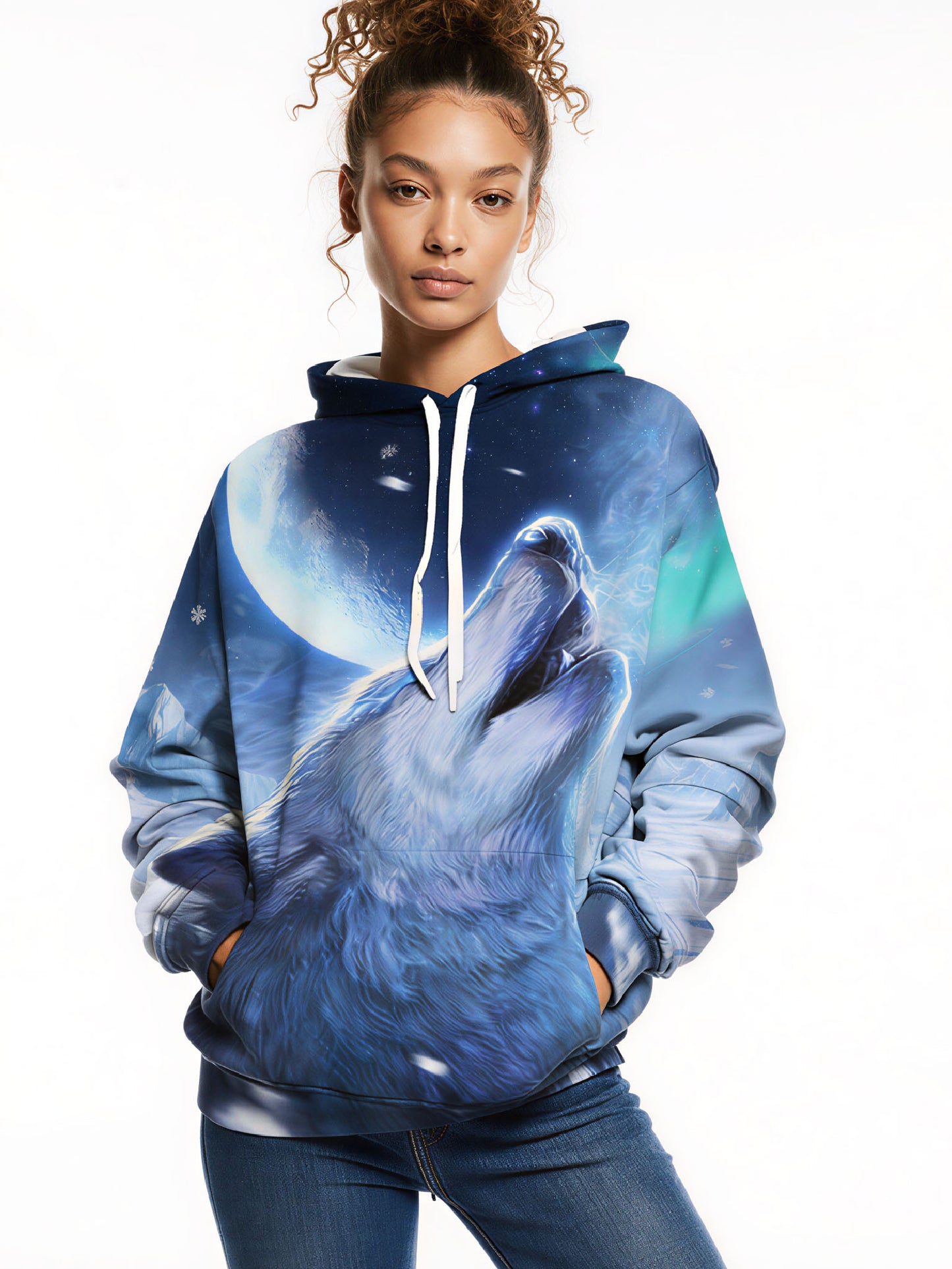 Hoodie 3D All Over Print Wolf Moon Galaxy Unisex Soft Comfortable Streetwear Pullover