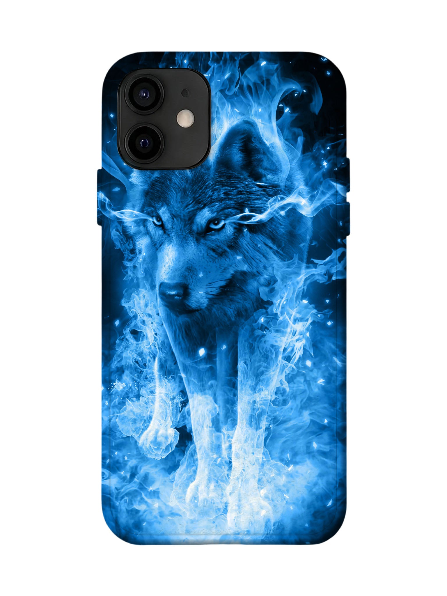Blue Flame Wolf Edgy Cyberpunk Tough Phone Case