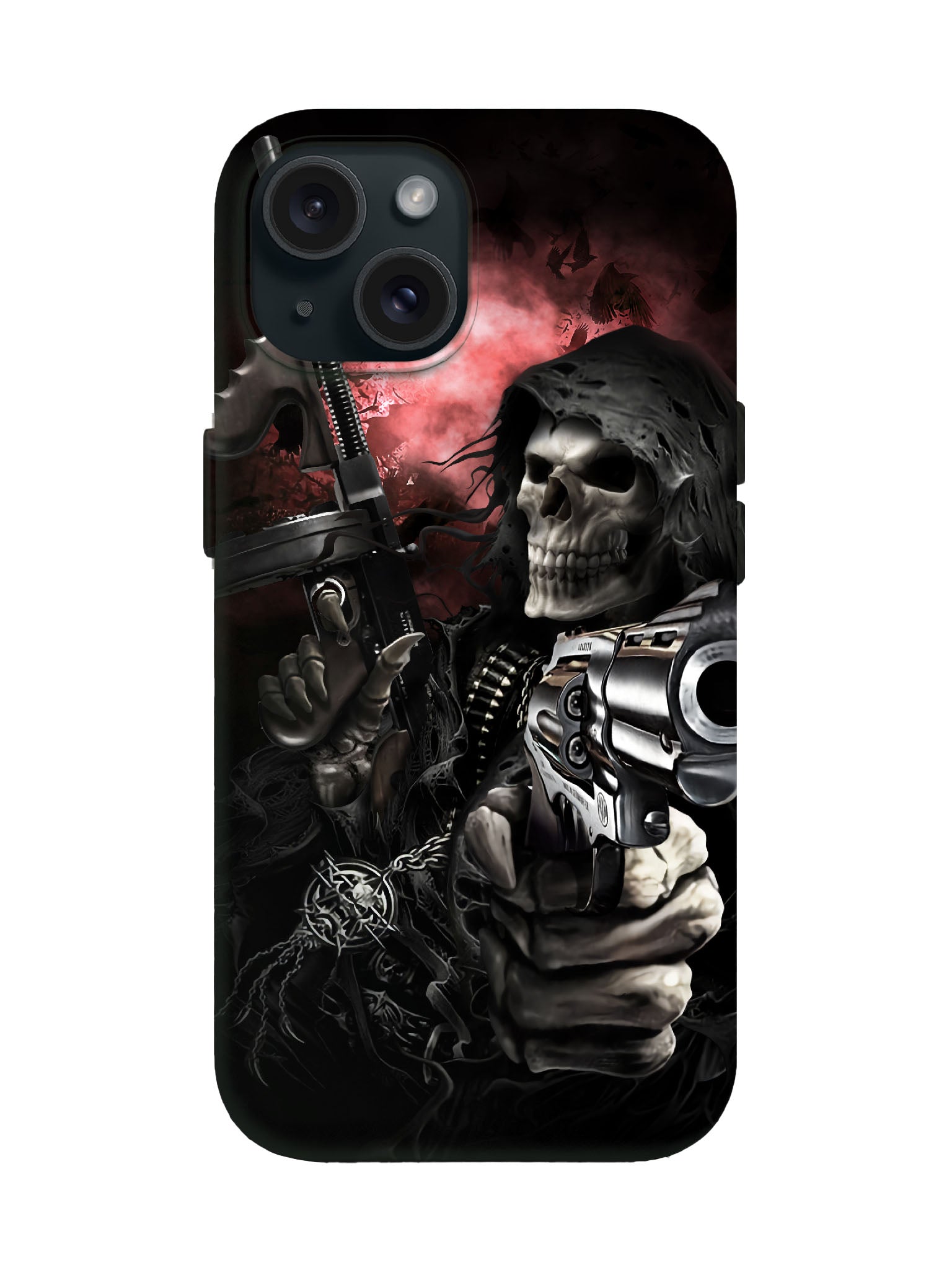 Skull with Guns Edgy Gothic Tough Phone Case