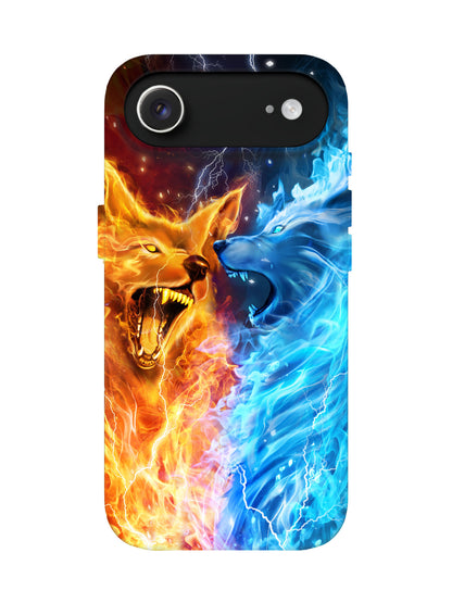 Fire and Ice Wolves Edgy Cyberpunk Tough Phone Case