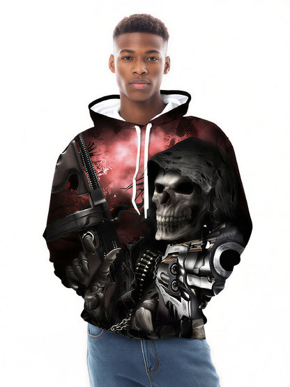 Cyber Reaper Skull 3D Print Hoodie | Dark Mech Graphic Pullover