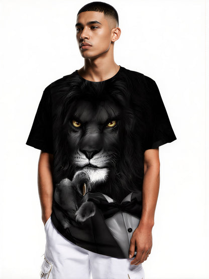 Men Women 3D All Over Print Lion Tuxedo T-Shirt Bold Statement Graphic Pullover