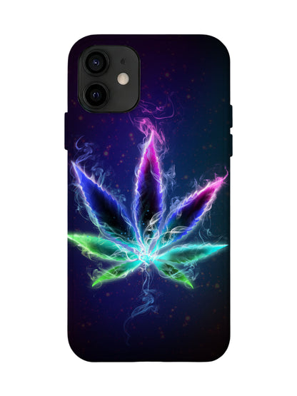 Neon Cannabis Leaf Cyberpunk Tough Phone Case