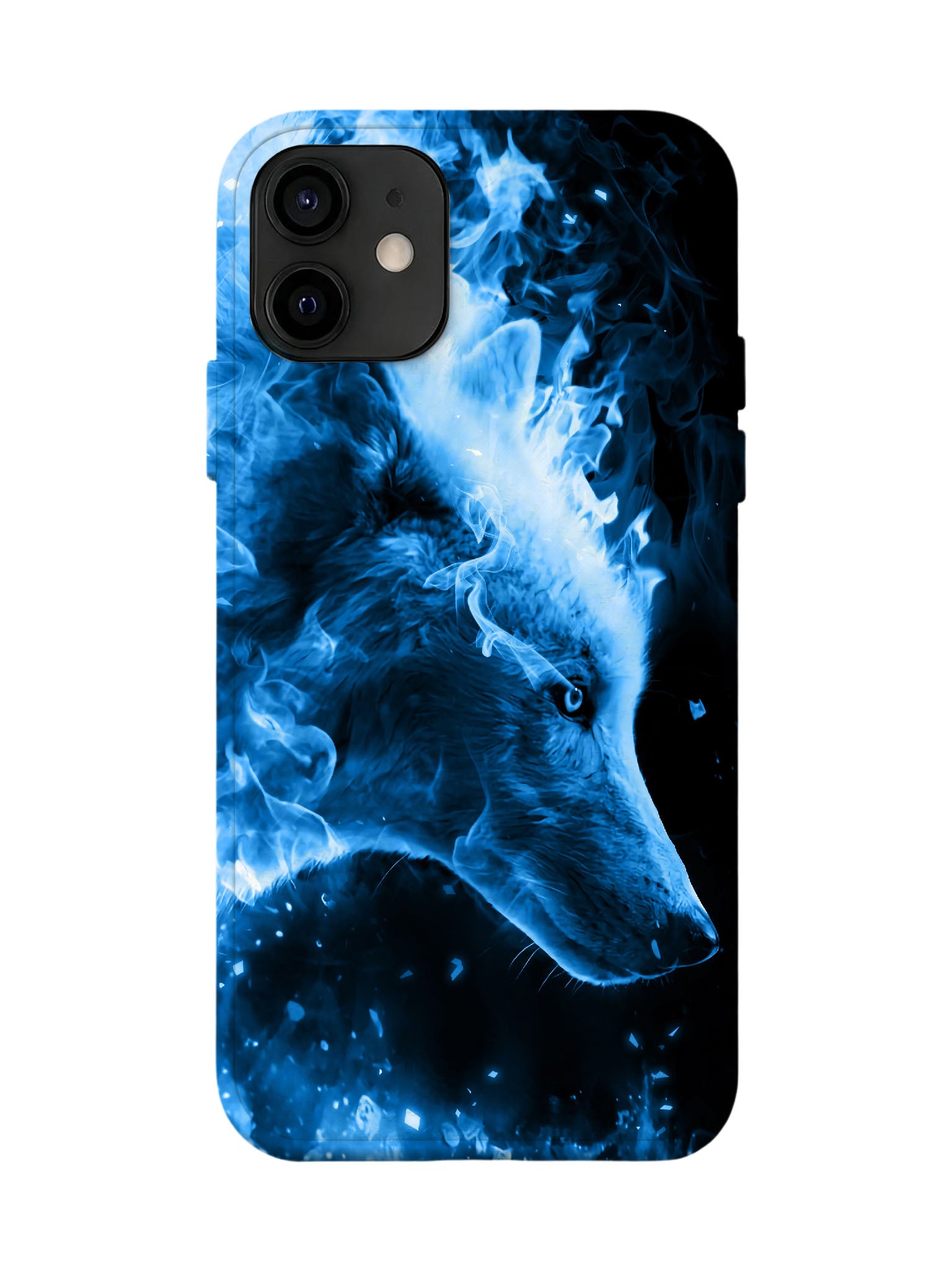 Blue Flame Wolf Edgy Cyberpunk Tough Phone Case