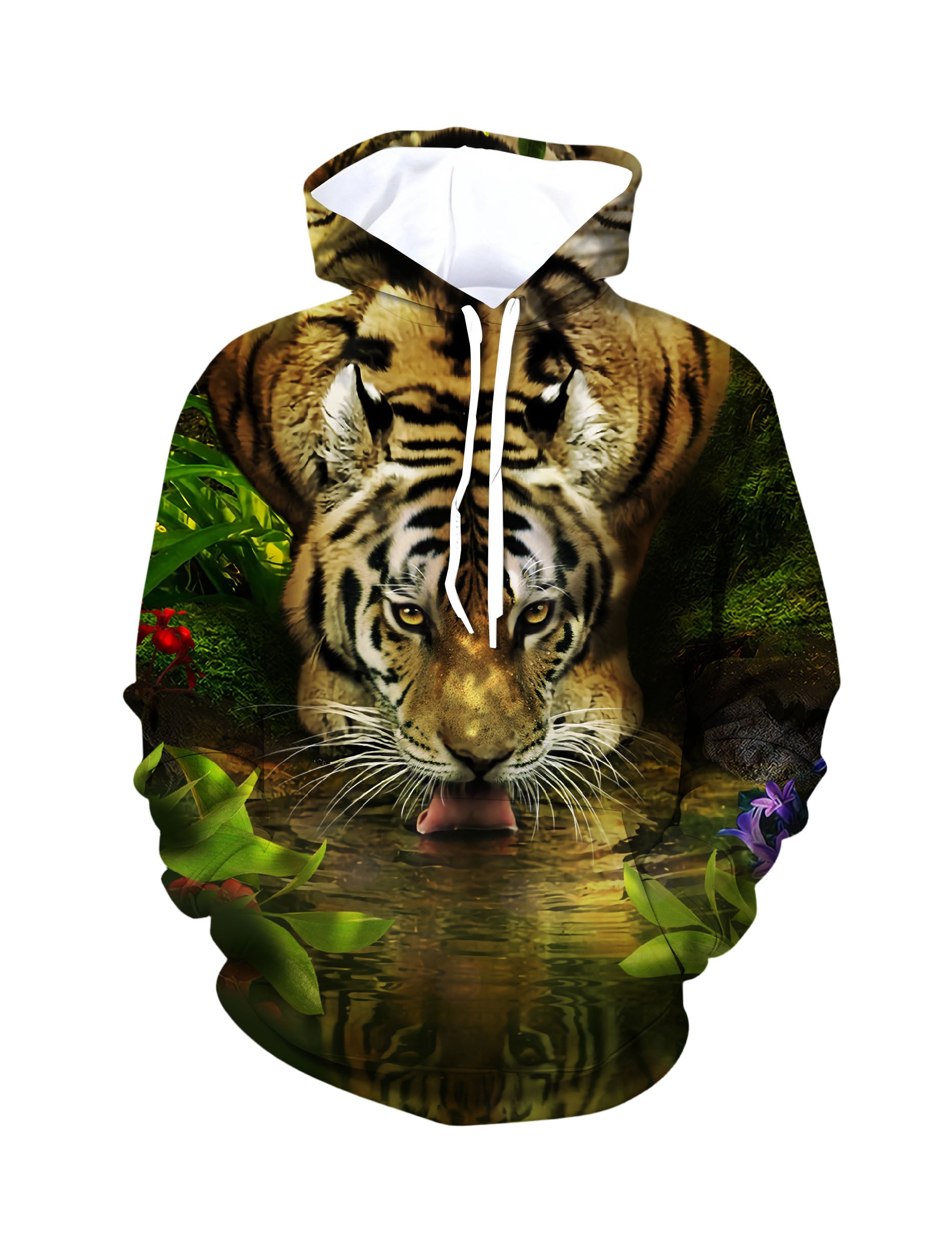 Tiger Jungle 3D All Over Print Hoodie for Men Women, Wild Animal Graphic Pullover Sweatshirt