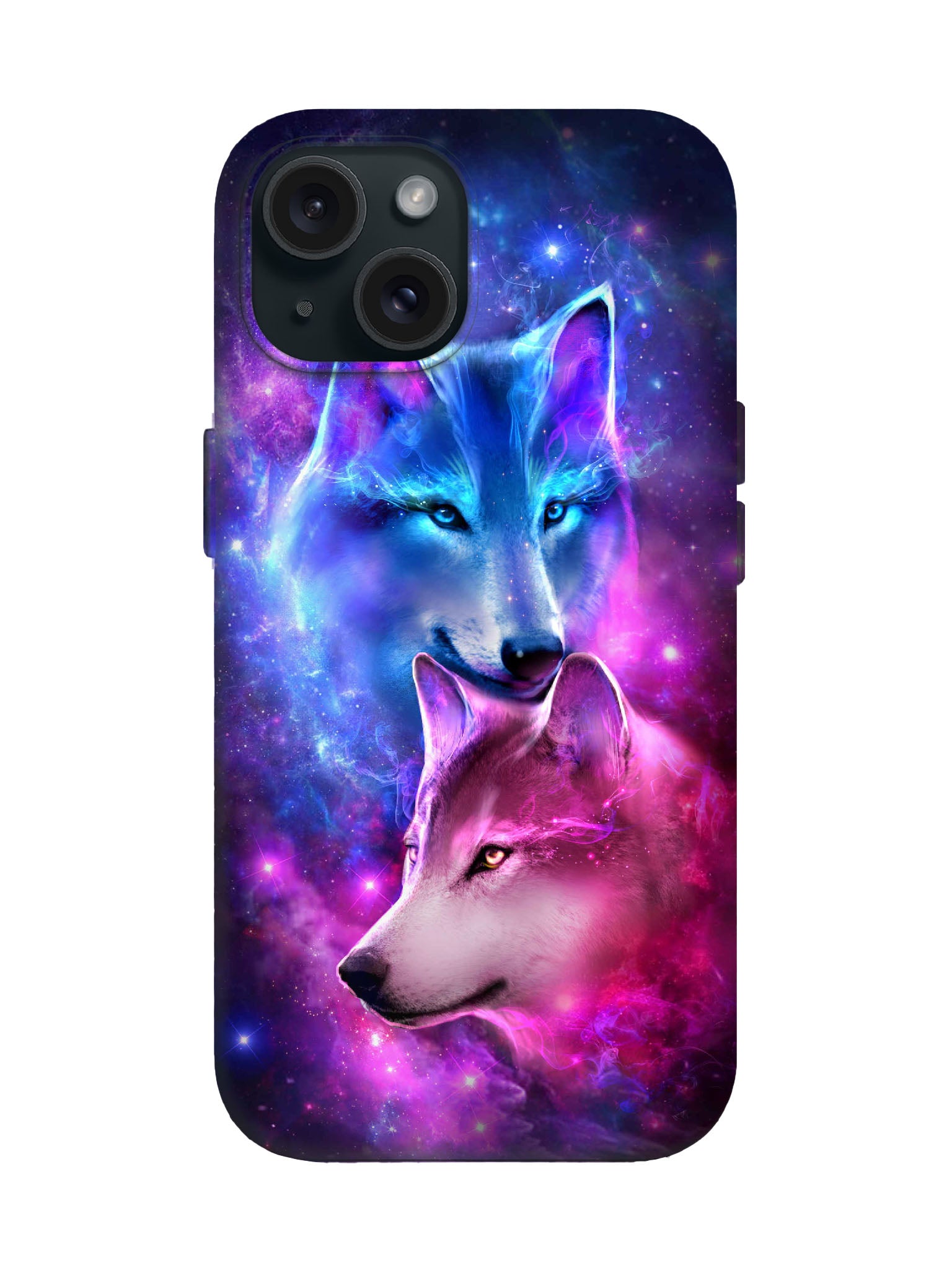 Cosmic Wolf Duo Edgy Cyberpunk Protective Phone Case