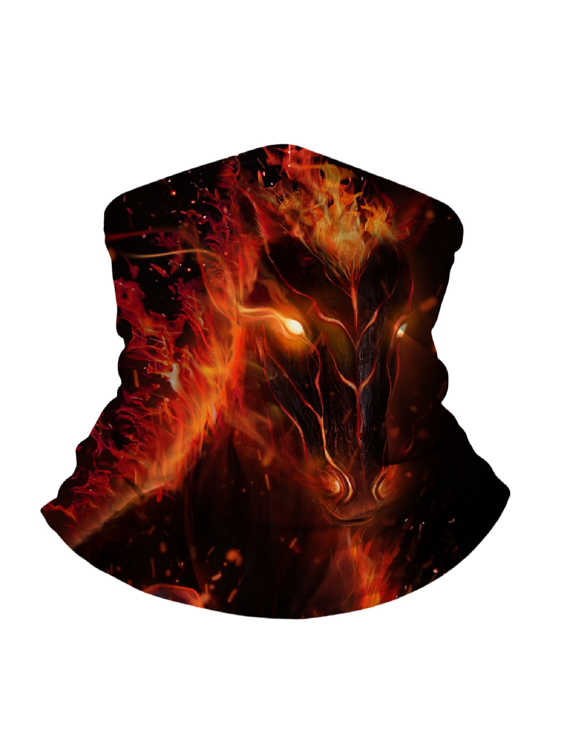 Tube Face Mask with 3D all over print fiery dragon head design, Streetwear aesthetic unisex breathable fabric for outdoor sports and urban styling