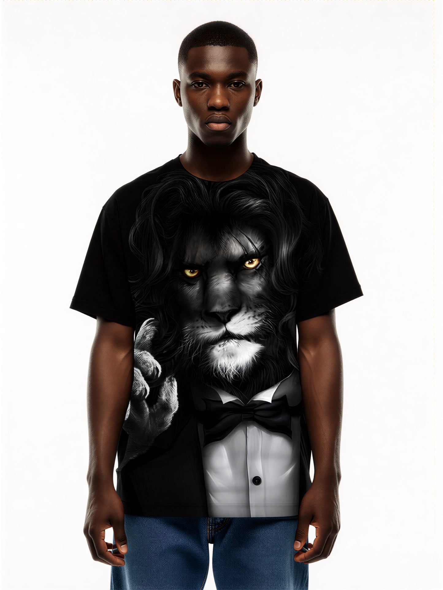 Lion in Tuxedo 3D All Over Print T-Shirt for Men Women Stylish Bold Graphic Wear