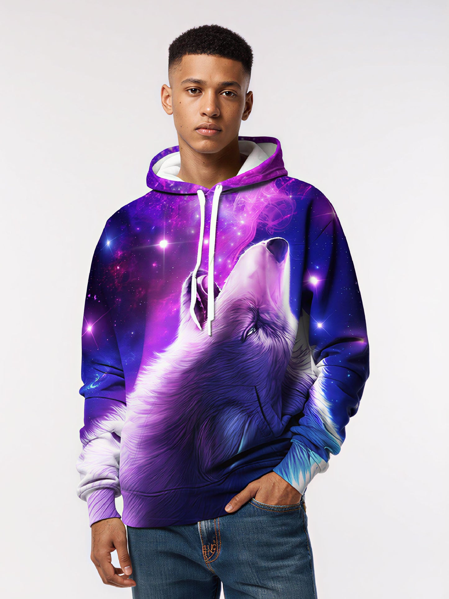 Galaxy Wolf 3D All Over Print Hoodie Unisex Soft Comfortable Streetwear Pullover