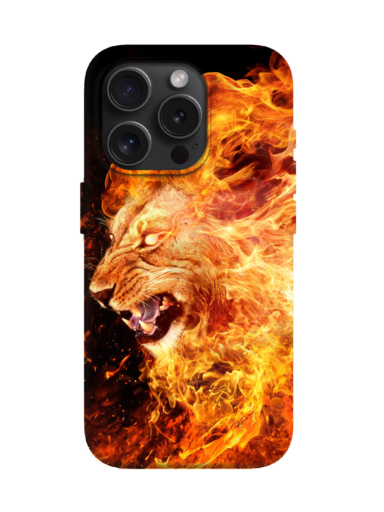 Flame Lion Head Edgy Tough Phone Case