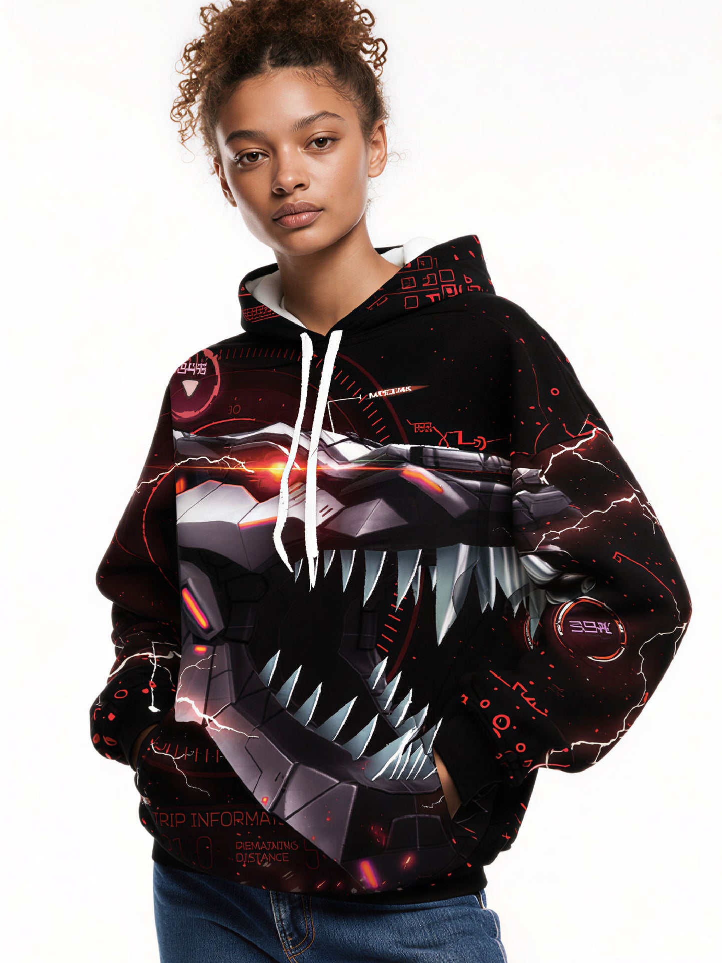 Cyber Dino 3D All Over Print Hoodie Unisex Streetwear Soft Comfortable Loose Fit
