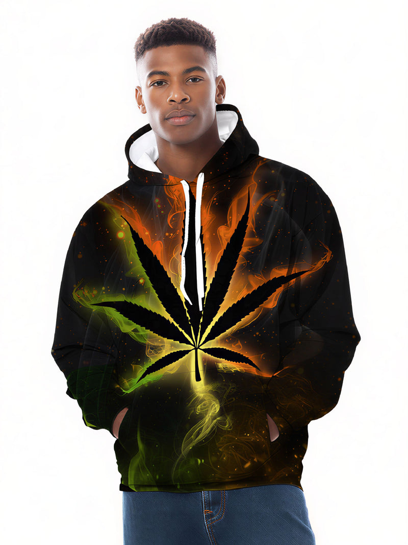 Bold Smoky Fire Cannabis 3D All-Over Print Hoodie for Men & Women