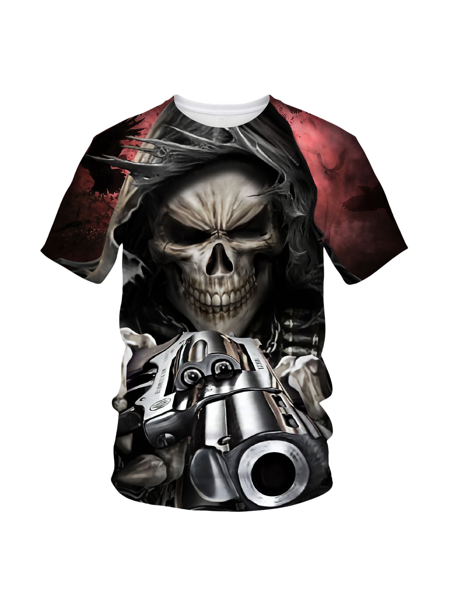Men Women 3D All Over Print Skull Gun T-Shirt Gothic Streetwear Graphic Sweatshirt