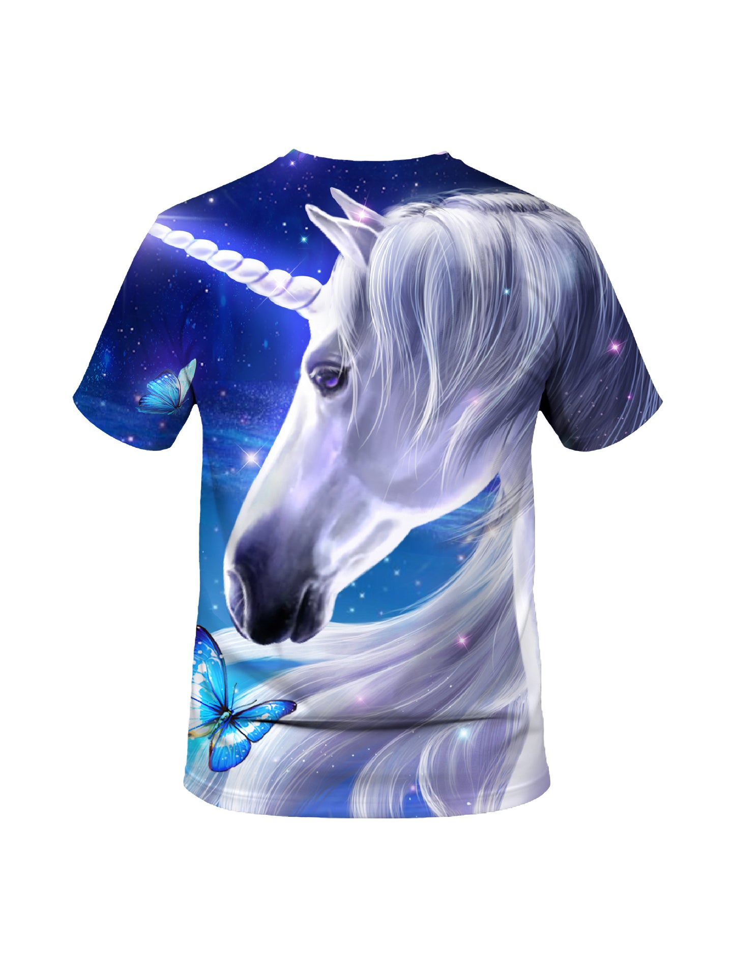 Unicorn 3D All Over Print T-Shirt for Men Women with Butterfly Galaxy Design