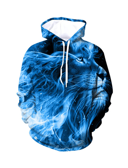 Blue Lion 3D All Over Print Hoodie Unisex Soft Comfortable Streetwear Pullover