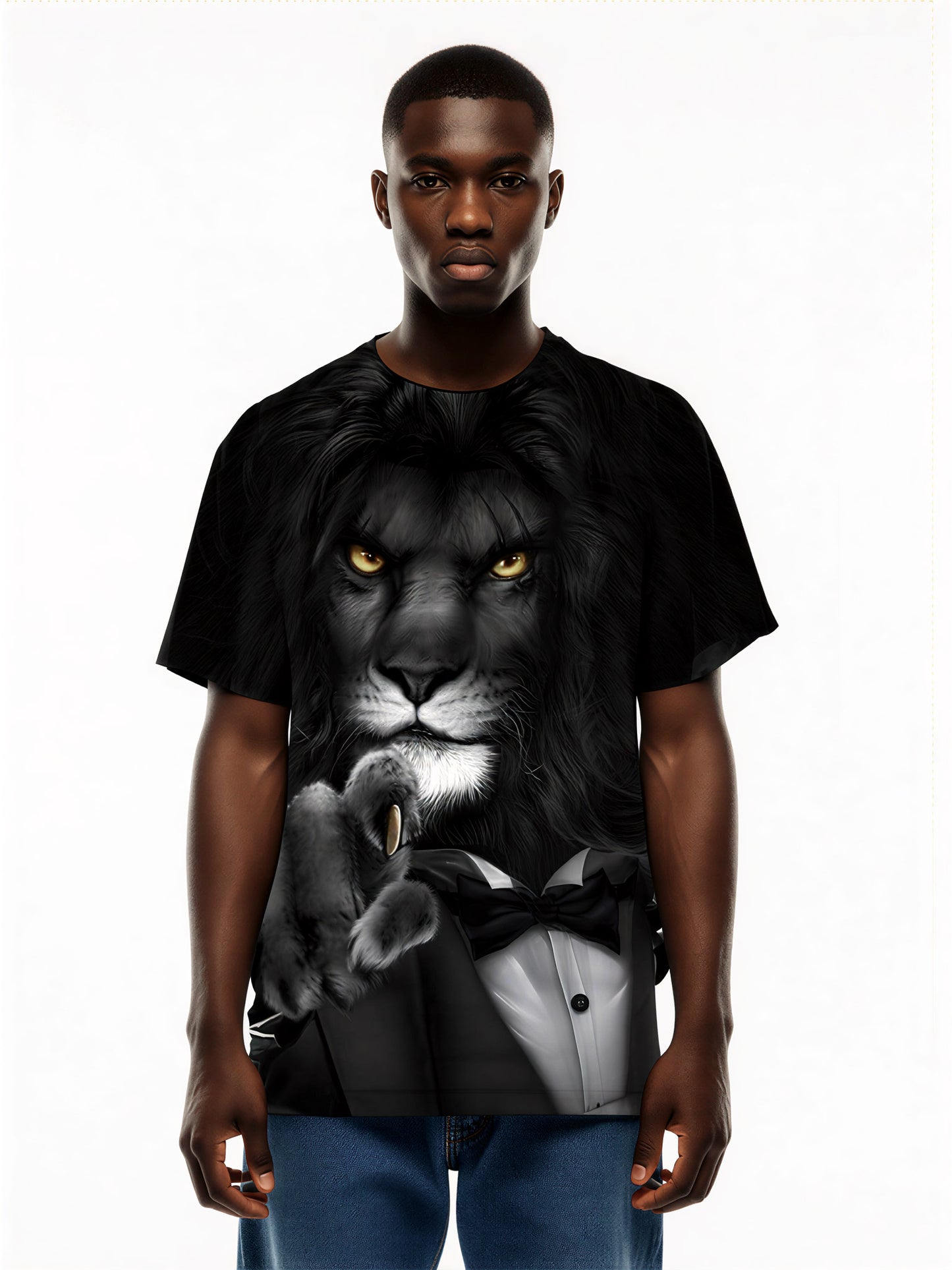 Men Women 3D All Over Print Lion Tuxedo T-Shirt Bold Statement Graphic Pullover