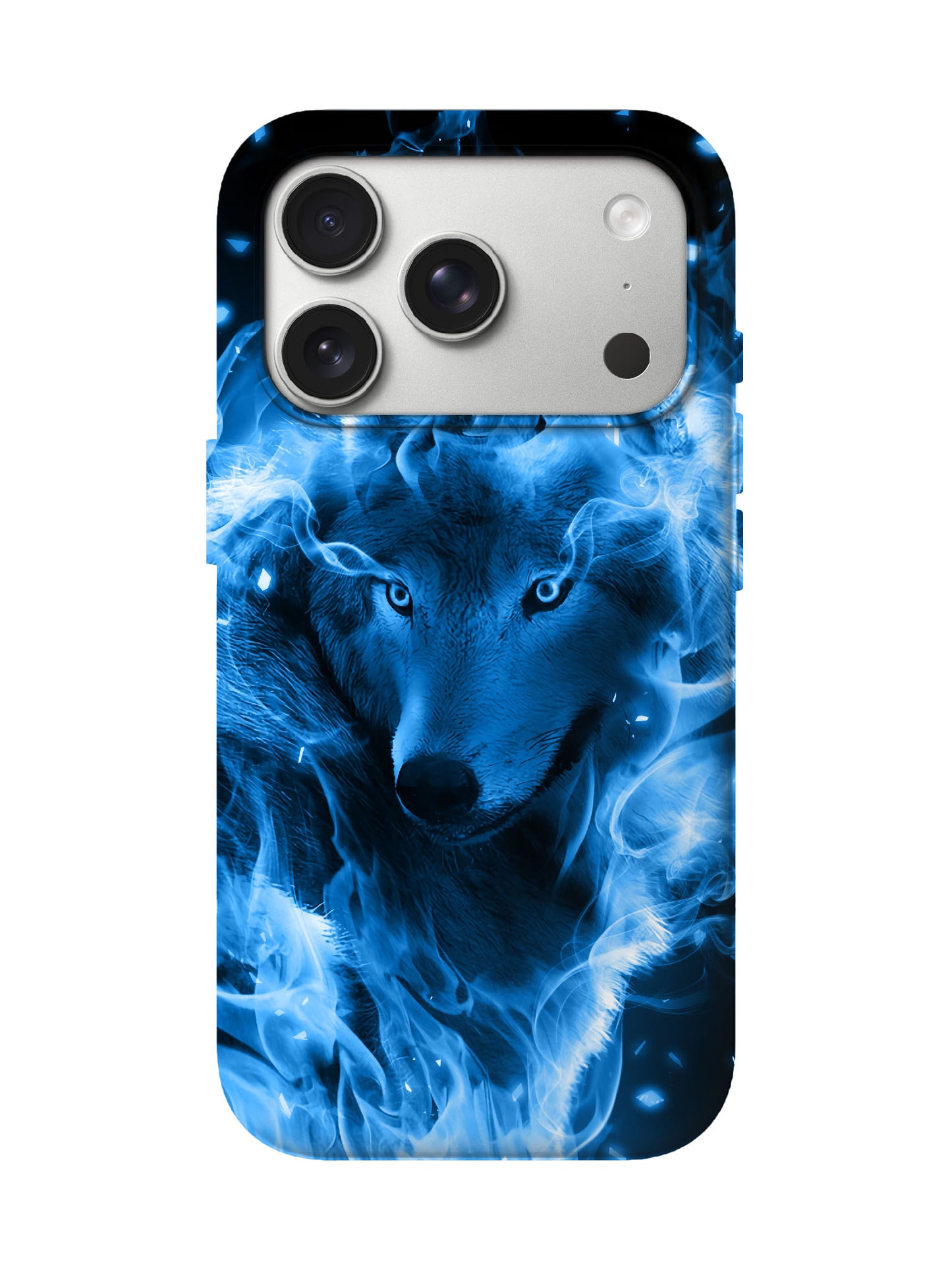 Blue Flame Wolf Edgy Cyberpunk Tough Phone Case