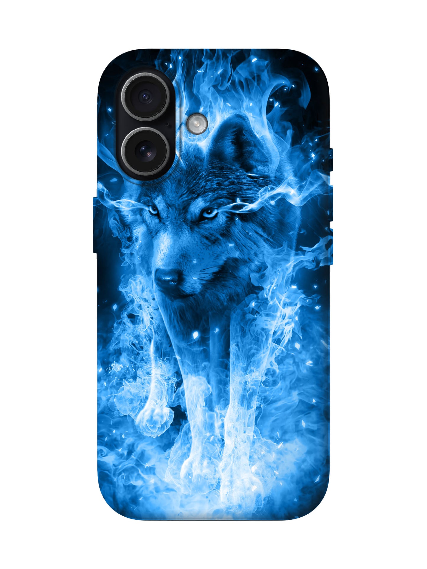 Blue Flame Wolf Edgy Cyberpunk Tough Phone Case