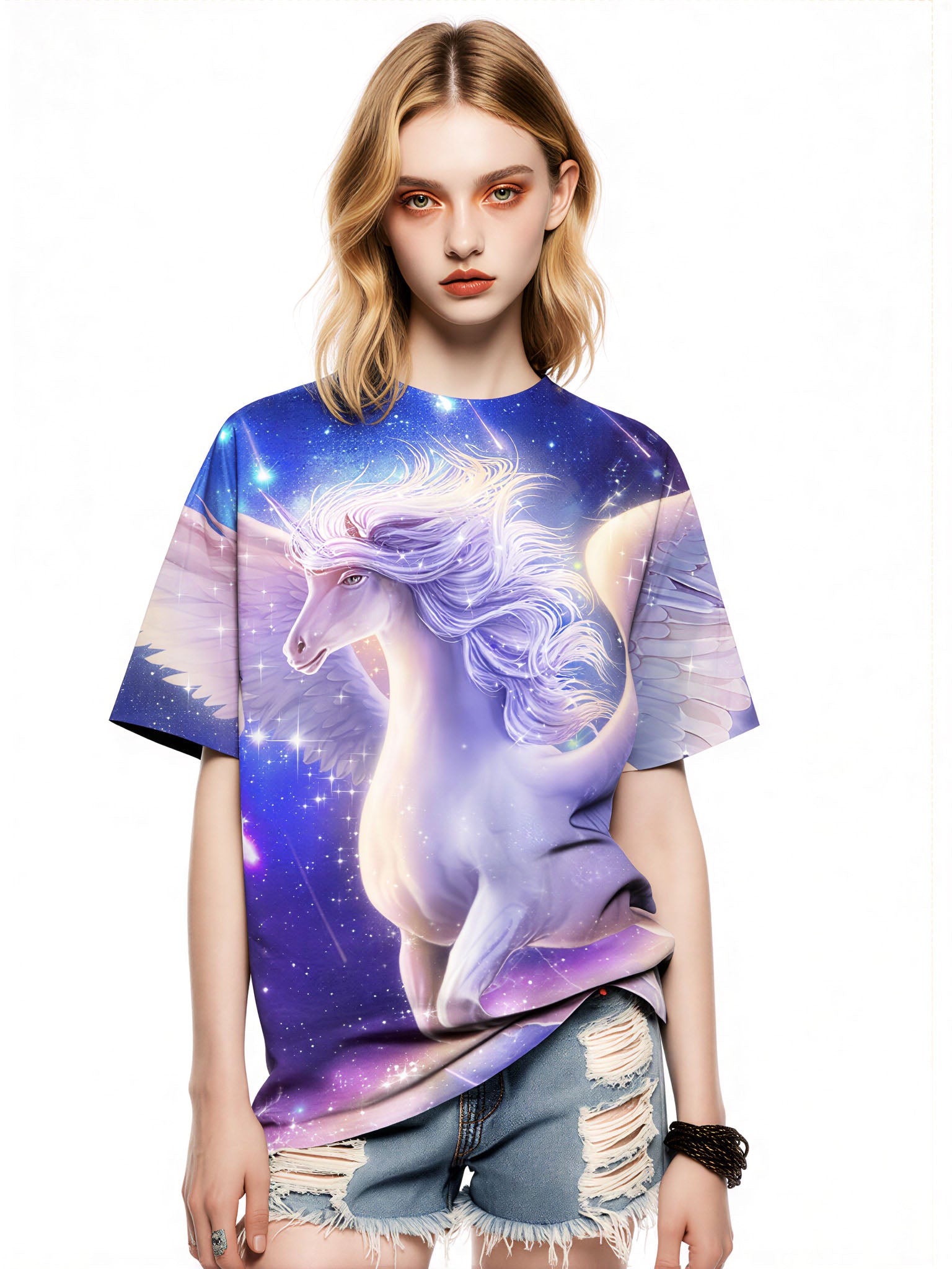 3D All Over Print Unicorn T-Shirt for Men Women Galaxy Space Fantasy Style