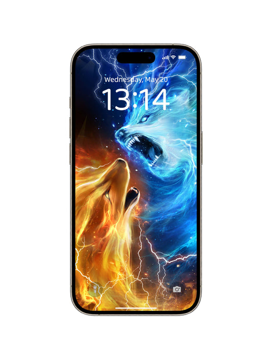 Frostfire Wolf Howl Phone Wallpaper