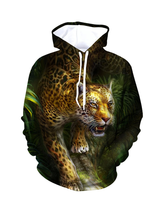 Leopard 3D All Over Print Hoodie for Men Women Jungle Animal Graphic Pullover Sweatshirt