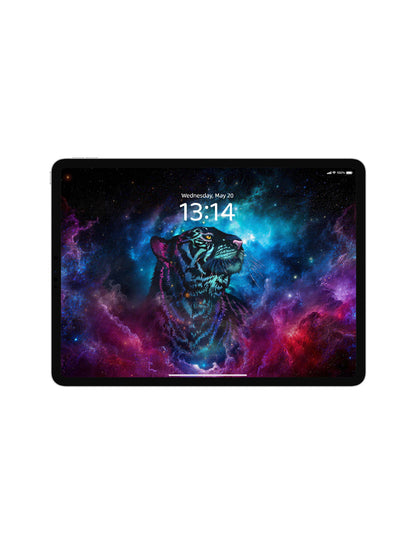 Blue Purple Galaxy Tiger Side Face Digital Wallpaper