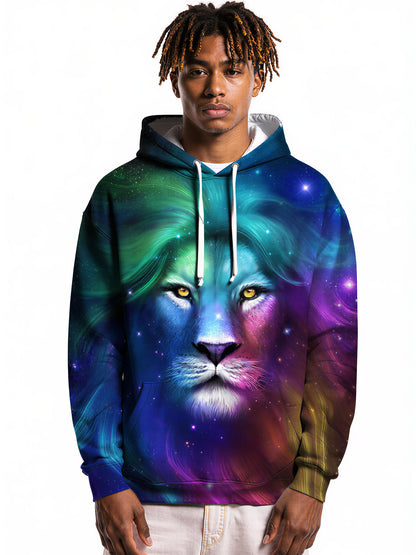 3D All Over Print Lion Galaxy Hoodie for Men Women, Cosmic Space Art Sweatshirt