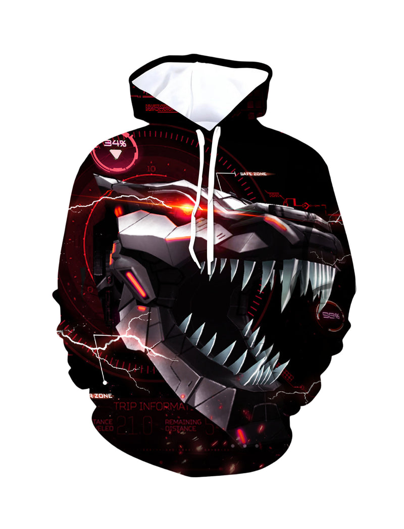 Cyber Dino 3D All Over Print Hoodie Unisex Streetwear Soft Comfortable Loose Fit