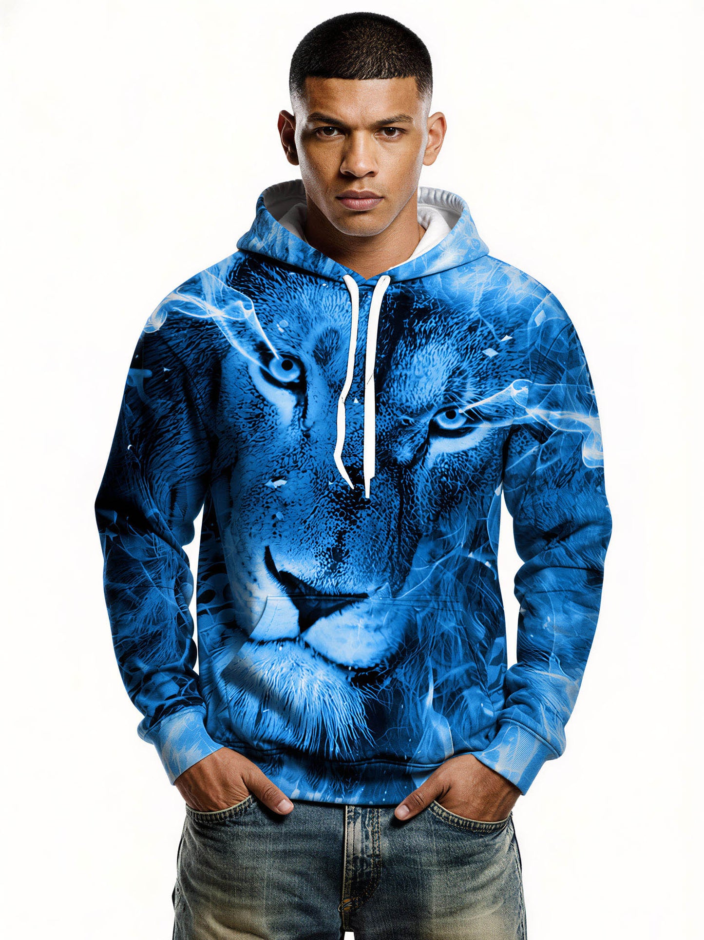 Blue Lion 3D All Over Print Hoodie for Men Women Streetwear Fashion Sweatshirt