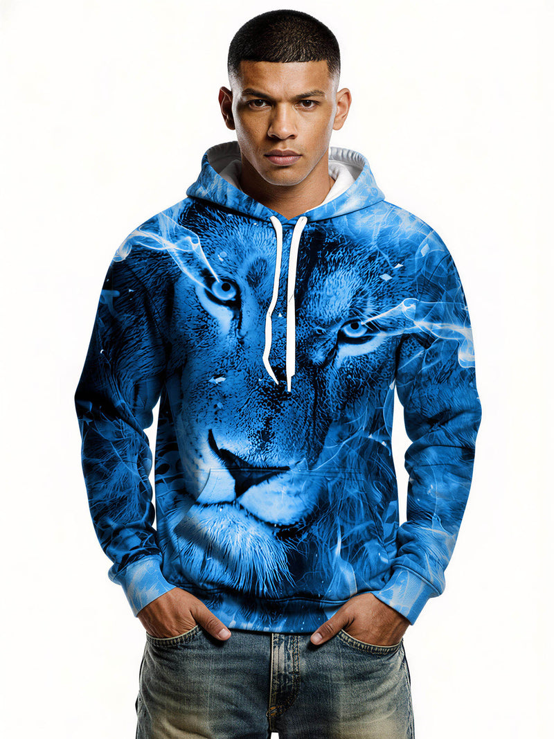 Blue Lion 3D All Over Print Hoodie for Men Women Streetwear Fashion Sweatshirt