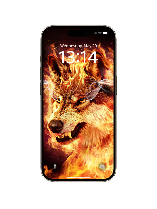 Inferno Wolf Stare Phone Wallpaper