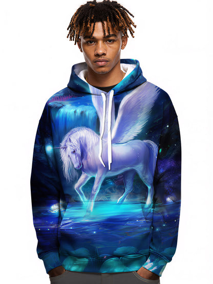 3D All Over Print Unicorn Hoodie for Men Women Fantasy Winged Horse Hooded Sweatshirt