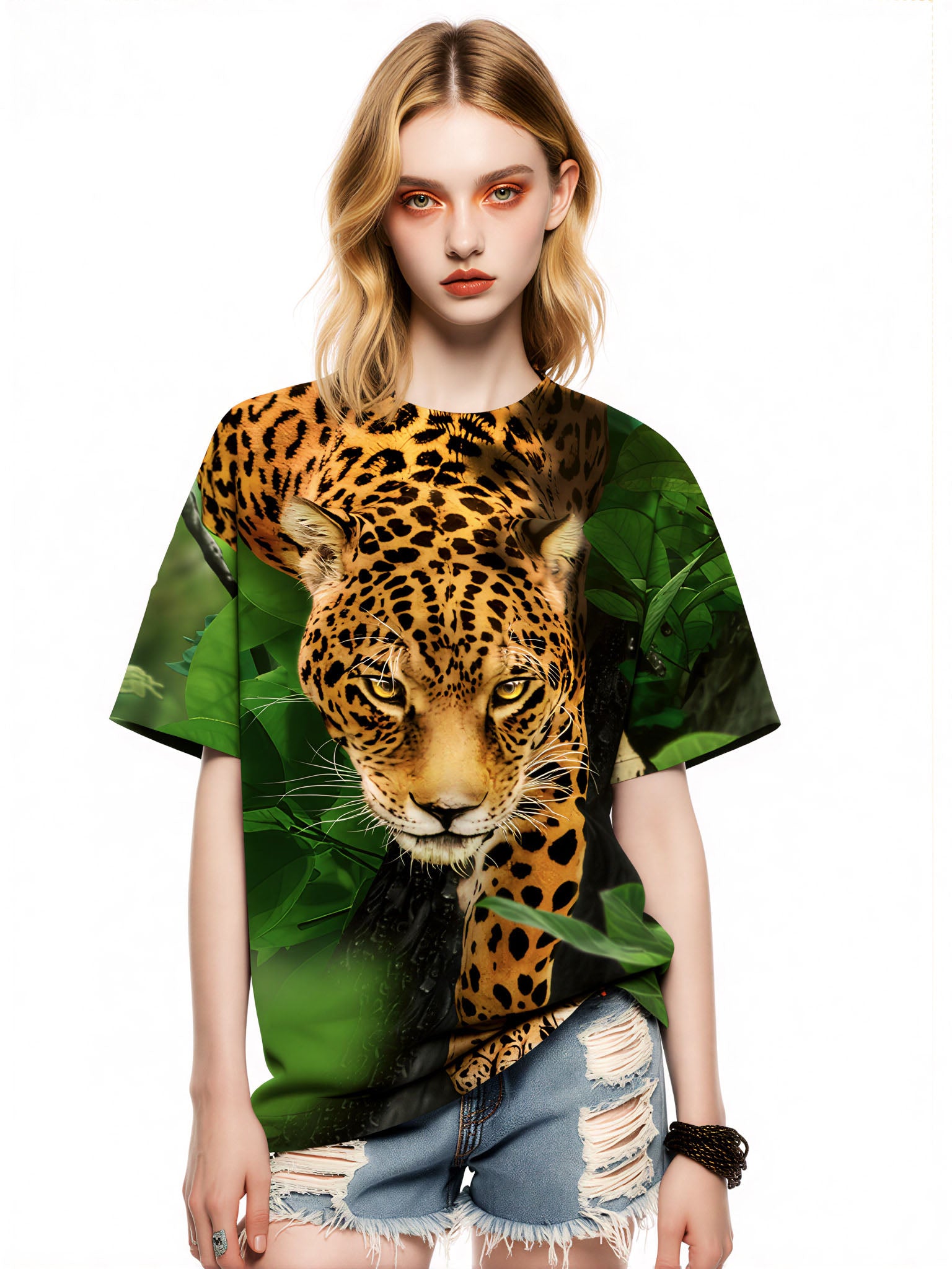 Leopard Jungle 3D All Over Print T-Shirt for Men Women Wild Animal Graphic Pullover Sweatshirt