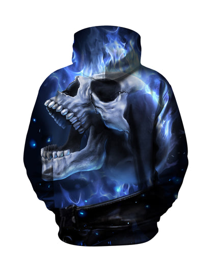 Neon Blaze Skull Graphic Hoodie – Unisex Cyber Streetwear