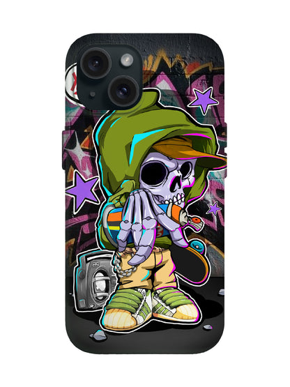 Skull Graffiti Edgy Cyberpunk Tough Phone Case
