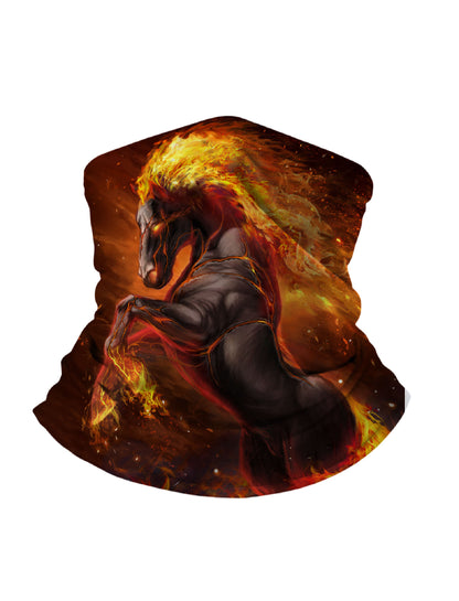 Blazing Fiery Horse 3D Full-Print Tube Mask – Unisex Streetwear Style, Breathable for Riders & Daily Use
