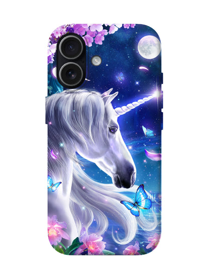 Unicorn with Butterflies and Moonlight Edgy Statement Phone Case