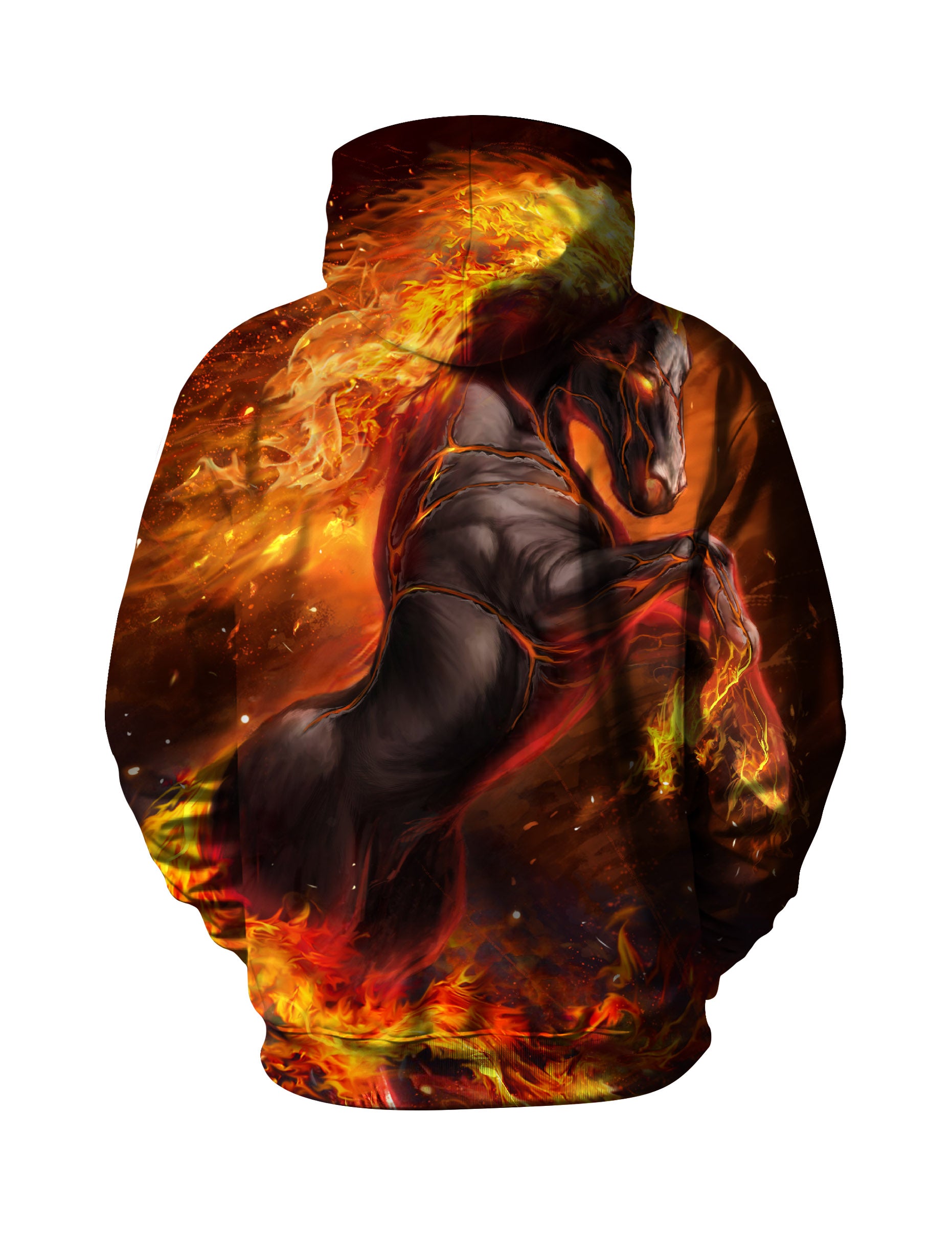 Unisex 3D All Over Print Hoodie Fire Horse Design Streetwear Casual Loose Fit