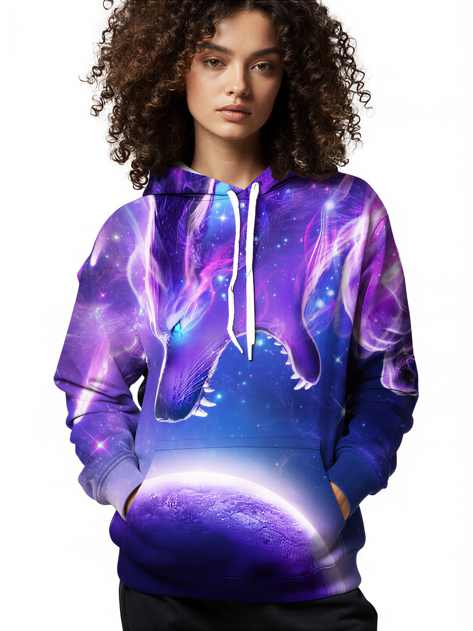 3D All Over Print Galaxy Wolf Hoodie | Unisex Cosmic Space Graphic Pullover