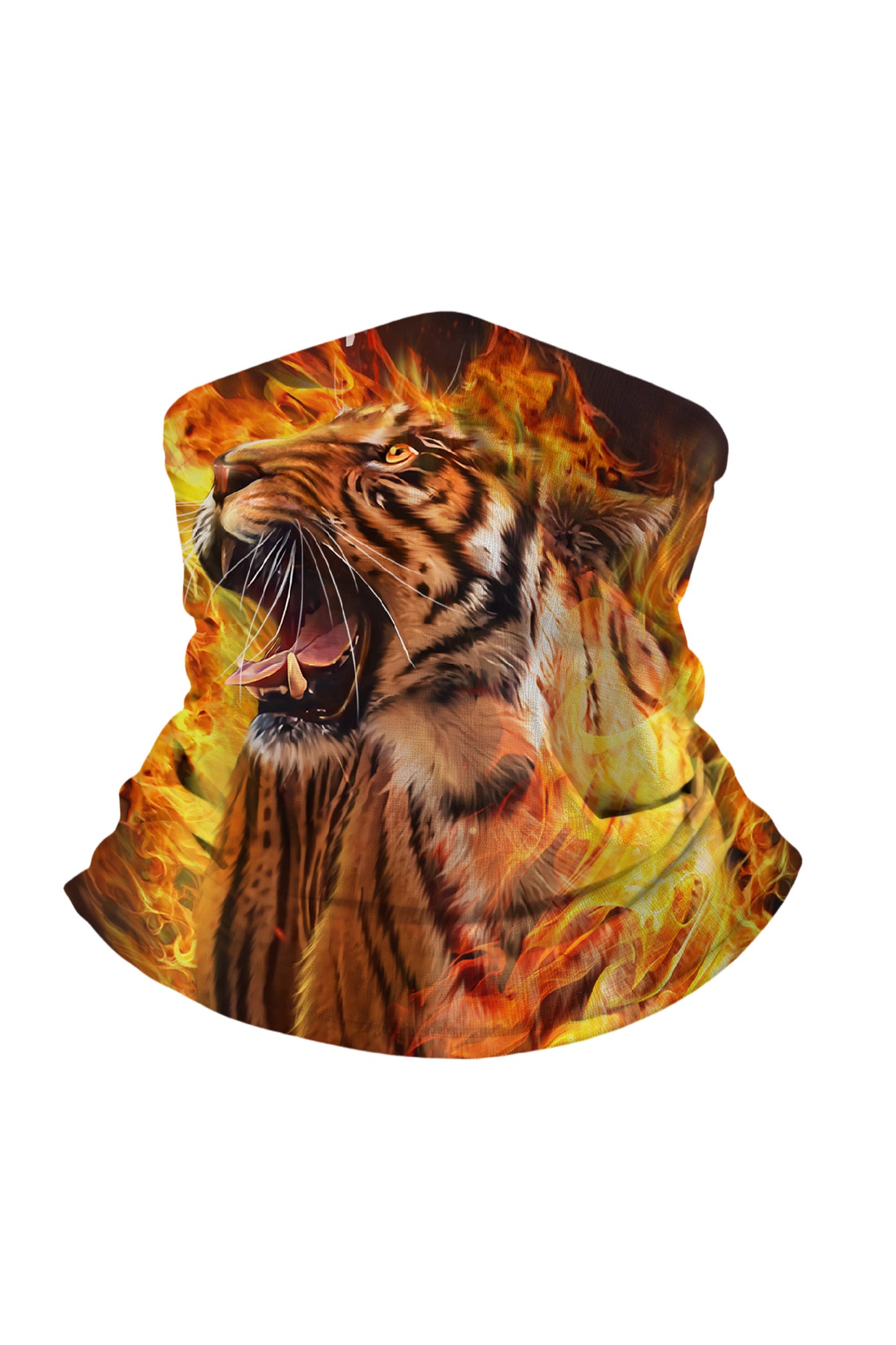 3D Fiery Tiger Tube Mask – Unisex Streetwear Neck Gaiter, Breathable & Soft Stretchy for Outdoor Use