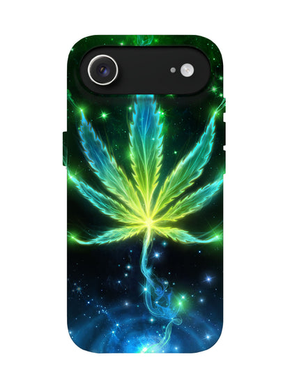 Neon Cannabis Leaf Cyberpunk Protective Phone Case